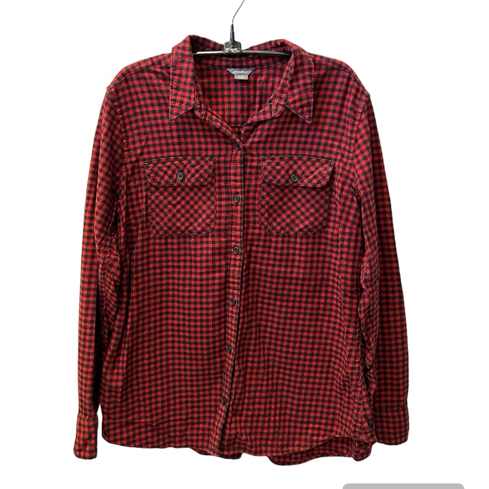 EDDIE BAUER Women’s Red and Black Plaid Flannel Shirt